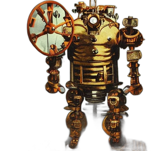 robot, staff, concept art, 3d render transparent PNG cut-out