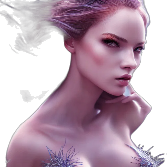 flower, crown, face, fantasy art, photorealistic, concept art, watercolor, fire transparent PNG cut-out