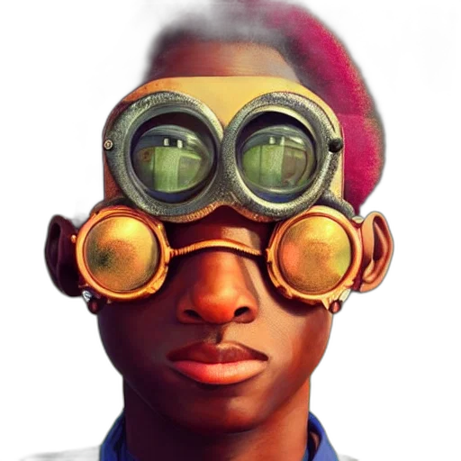 face, mask, hat, staff, concept art, photorealistic, 3d render, comic book art transparent PNG cut-out
