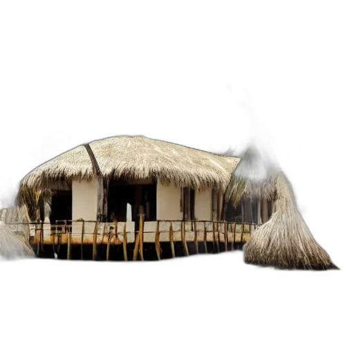 hat, umbrella, building, staff, 3d render, concept art, photorealistic, fantasy art transparent PNG cut-out