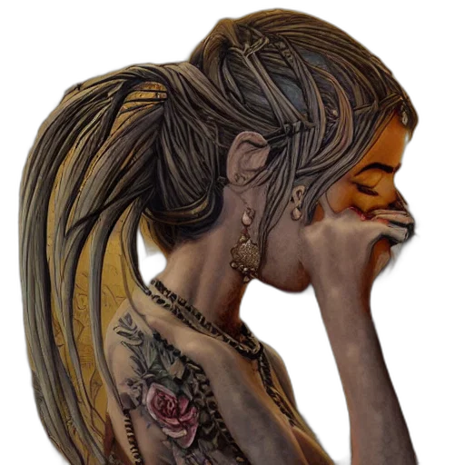 hair, jewelry, face, mask transparent PNG cut-out
