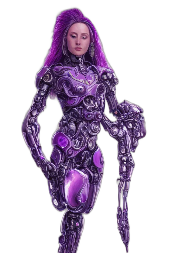 robot, jewelry, dress, concept art, fantasy art, 3d render, cyberpunk, perfectly transparent PNG cut-out
