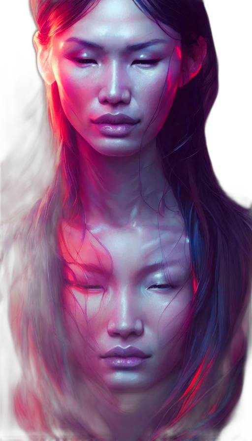 face, mask, creature, cyberpunk, photorealistic, concept art, fantasy art, neon lights transparent PNG cut-out