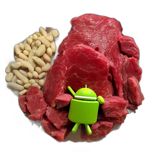 food, animal, jacket, robot, 3d render, raw, meat, chunks transparent PNG cut-out
