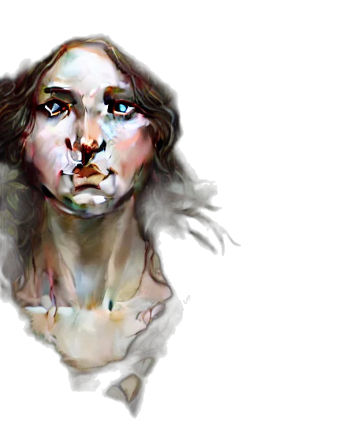 face, photorealistic, concept art, watercolor, fantasy art, beautiful, female, druid transparent PNG cut-out
