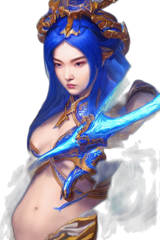 fantasy art, concept art, pixel art, photorealistic, blue, golden, colorful, masterpiece transparent PNG cut-out
