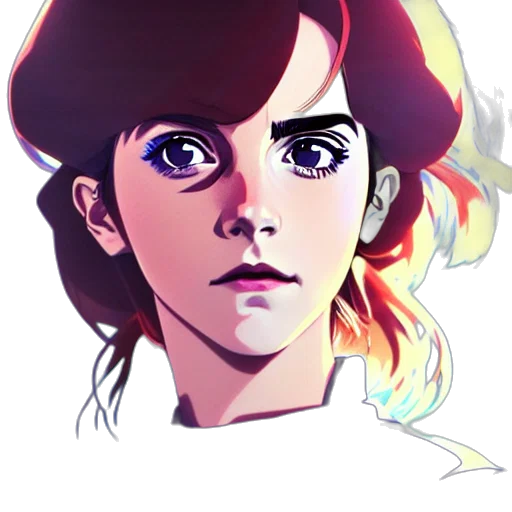 face, anime, comic book art, cartoon, vaporwave, fire, outer space, neon lights transparent PNG cut-out