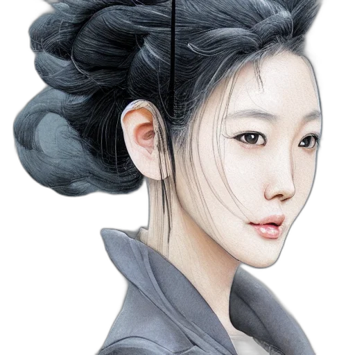 face, hair, photorealistic, fantasy art, concept art, oil painting, monochrome, dark transparent PNG cut-out