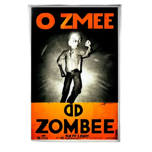 old, film, poster, zombie, text, reads transparent PNG cut-out