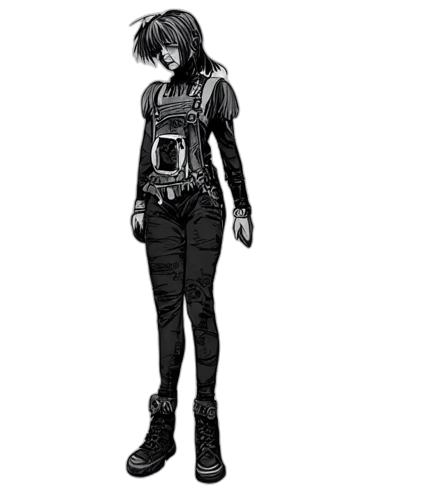 jacket, robot, dress, staff, concept art, comic book art, cartoon, pixel art transparent PNG cut-out