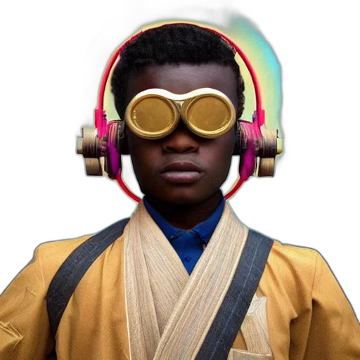mask, robot, jacket, face, concept art, 3d render, photorealistic, cyberpunk transparent PNG cut-out