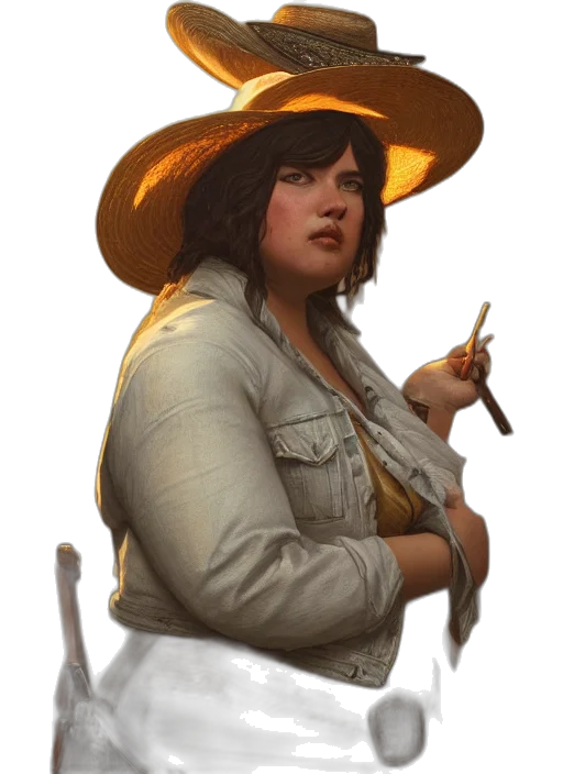 staff, hat, jacket, weapon, concept art, photorealistic, fantasy art, oil painting transparent PNG cut-out