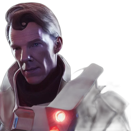 robot, face, concept art, comic book art, 3d render, photorealistic, outer space, benedict transparent PNG cut-out