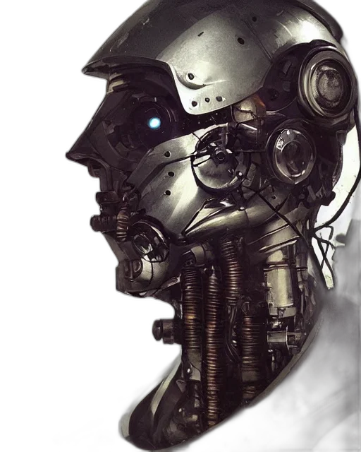 robot, mask, face, weapon, cyberpunk, concept art, comic book art, photorealistic transparent PNG cut-out