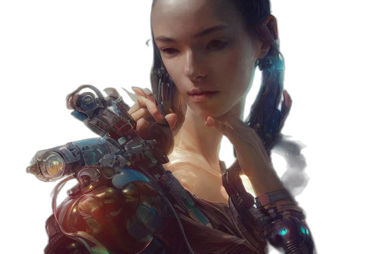robot, jewelry, face, weapon transparent PNG cut-out