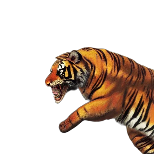 animal, creature, 3d render, photorealistic, concept art, watercolor, tiger, fire transparent PNG cut-out