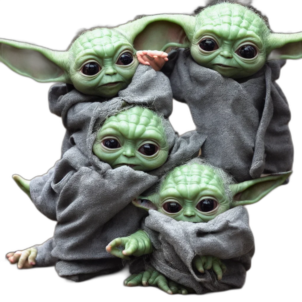 jacket, creature, 3d render, concept art, outer space, green, baby, yoda transparent PNG cut-out