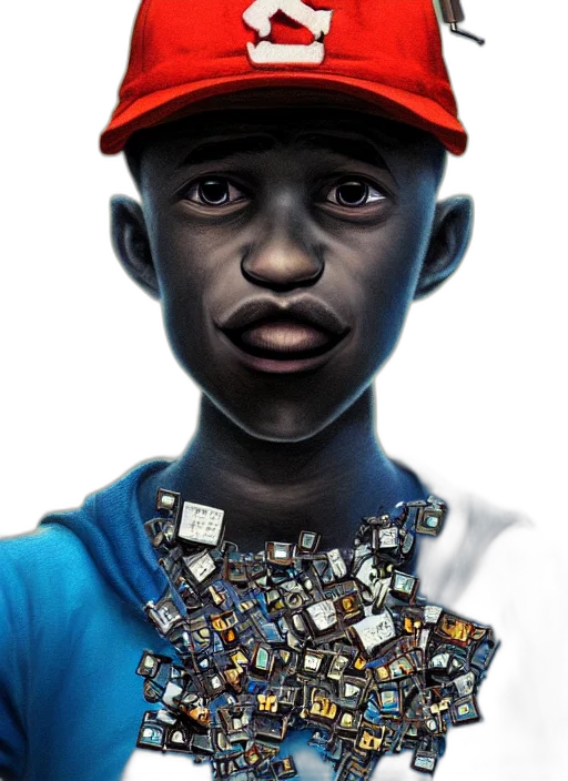 robot, face, jewelry, crown, concept art, photorealistic, 3d render, comic book art transparent PNG cut-out