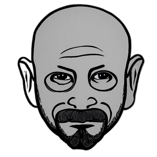 face, mask, staff, cartoon, comic book art, photorealistic, concept art, bald transparent PNG cut-out