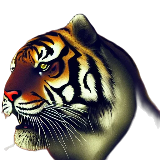 animal, creature, photorealistic, 3d render, fantasy art, watercolor, tiger, made transparent PNG cut-out