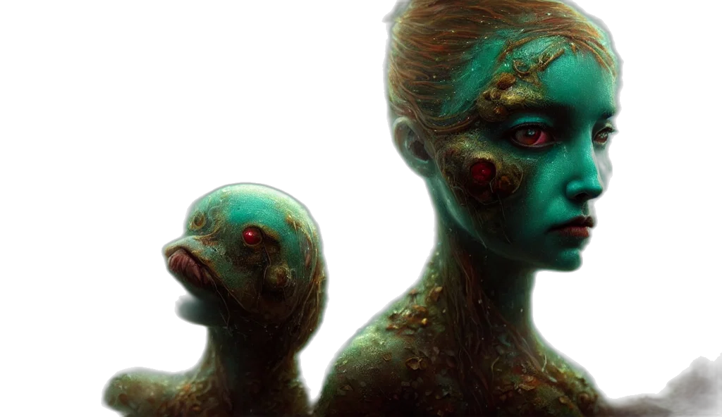 creature, mask, concept art, fantasy art, cyberpunk, 3d render, outer space, underwater transparent PNG cut-out