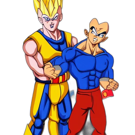 concept art, comic book art, cartoon, pixel art, pac, vegeta, hanging, out transparent PNG cut-out