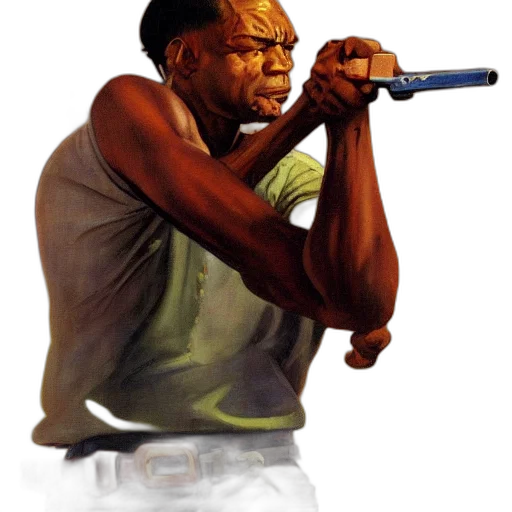 photorealistic, watercolor, concept art, oil painting, carl, johnson, gta, san transparent PNG cut-out