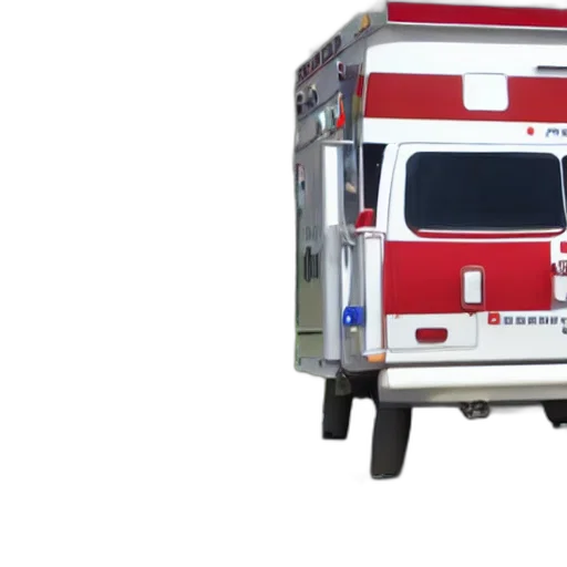 3d render, big, chungus, meme, anthropomorphic, ambulance, shaped, like transparent PNG cut-out