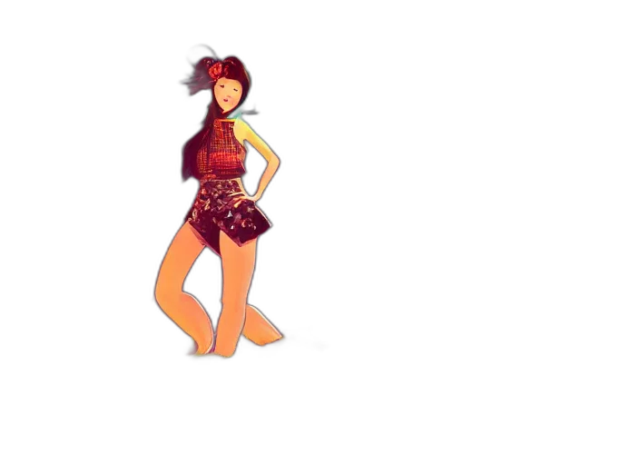 dress, pixel art, cartoon, 3d render, concept art, red, korean, woman transparent PNG cut-out