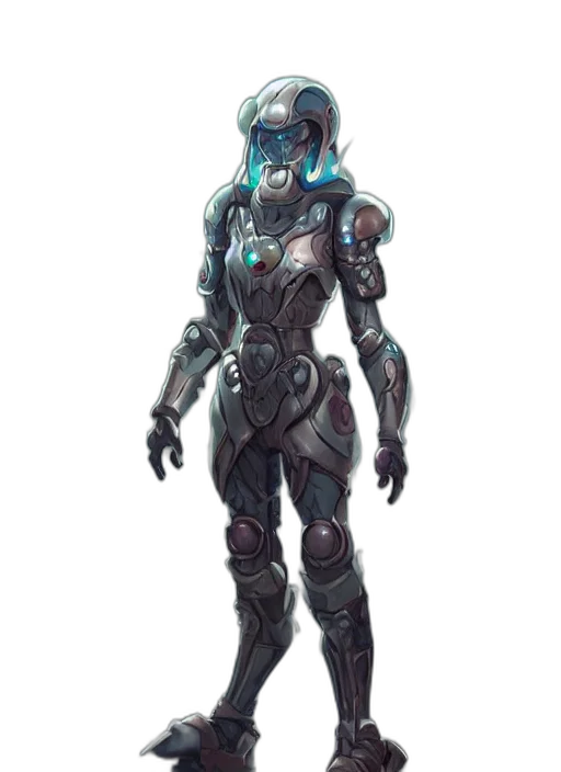 robot, concept art, cyberpunk, fantasy art, 3d render, outer space, blue, pastel transparent PNG cut-out