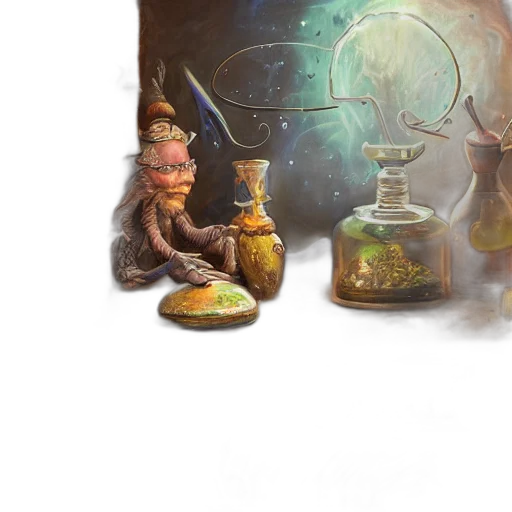 bottle, concept art, fantasy art, oil painting, photorealistic, outer space, fire, underwater transparent PNG cut-out
