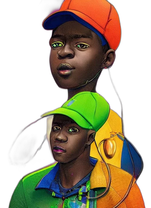 hat, face, crown, concept art, 3d render, cartoon, photorealistic, neon transparent PNG cut-out