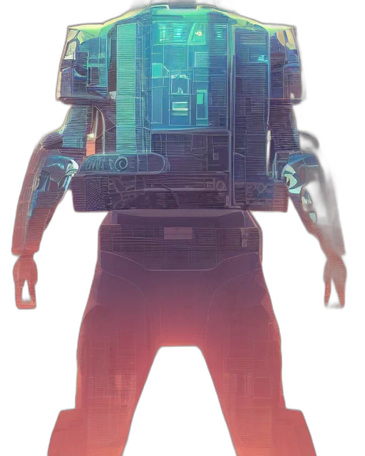 robot, jacket, creature, weapon transparent PNG cut-out