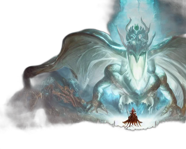 dragon, creature, sword, concept art, fantasy art, comic book art, fog, underwater transparent PNG cut-out