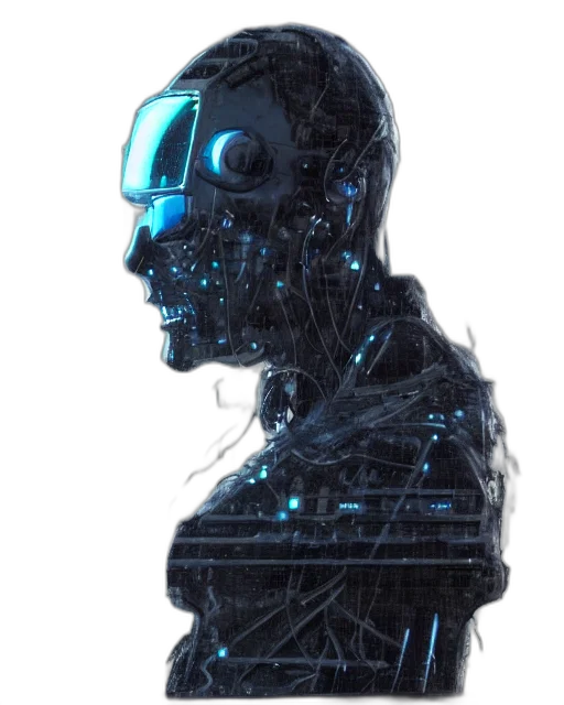 robot, face, mask, cyberpunk, concept art, comic book art, 3d render, neon lights transparent PNG cut-out