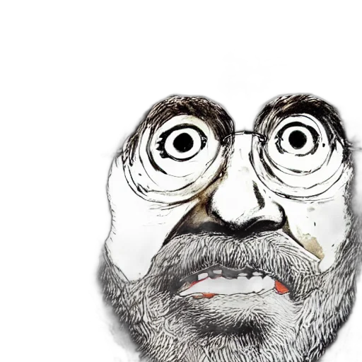 mask, face, cartoon, photorealistic, comic book art, concept art, bob, ross transparent PNG cut-out