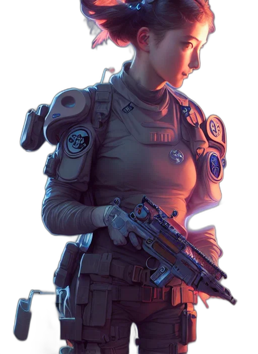 robot, weapon, jacket, staff transparent PNG cut-out