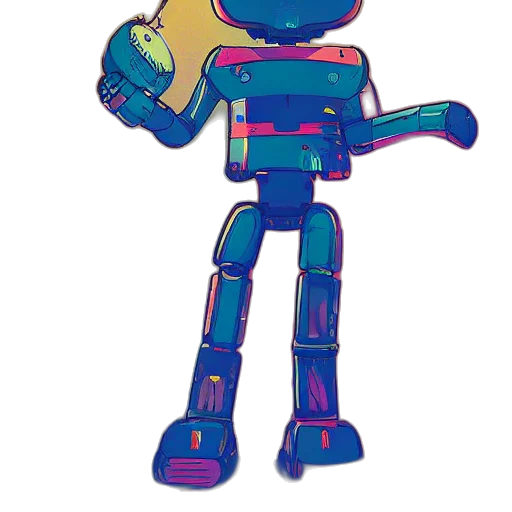 robot, staff, creature, weapon, pixel art, concept art, cartoon, vaporwave transparent PNG cut-out