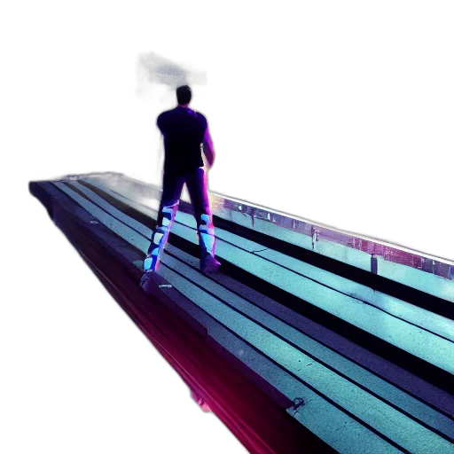 cyberpunk, vaporwave, concept art, 3d render, neon lights, neon, man, standing transparent PNG cut-out