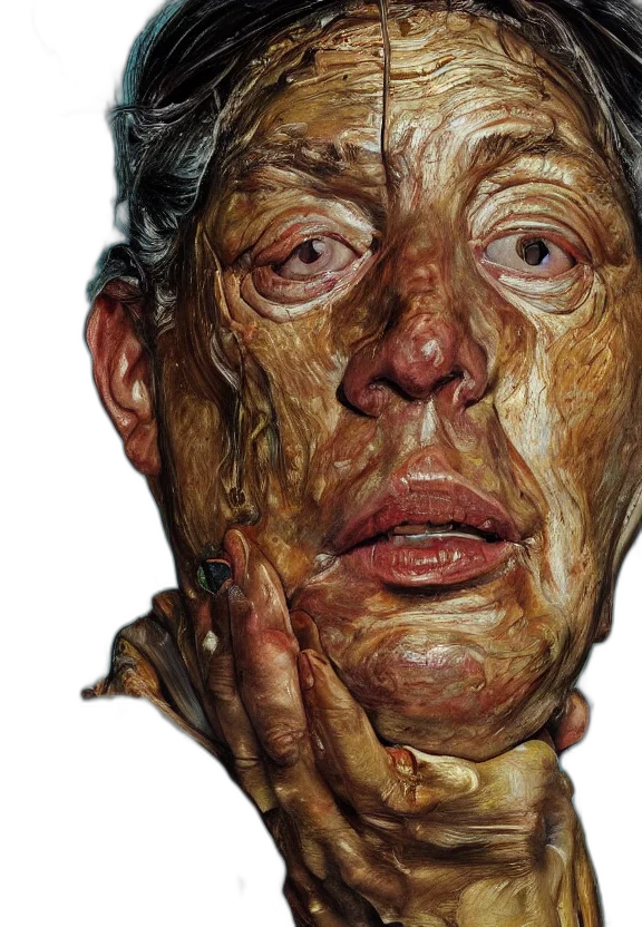face, mask, photorealistic, oil painting transparent PNG cut-out
