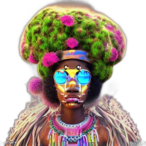 crown, hair, hat, face, concept art, fantasy art, neon, colorful transparent PNG cut-out