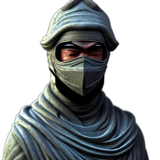 mask, staff, face, weapon, concept art, fantasy art, photorealistic, 3d render transparent PNG cut-out