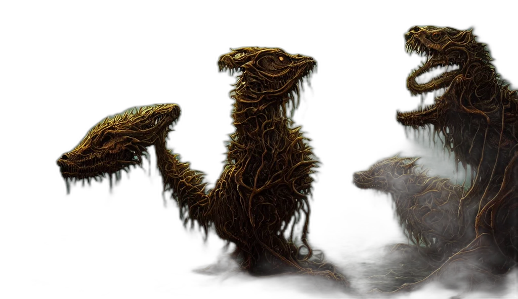 creature, dragon, animal, concept art, fantasy art, 3d render, photorealistic, fog transparent PNG cut-out