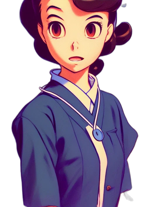 staff, face, hat, dress, anime, pixel art, vaporwave, cartoon transparent PNG cut-out