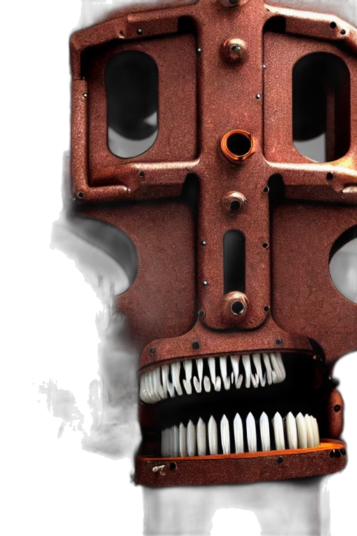 mask, robot, face, weapon, concept art, 3d render, photorealistic, fire transparent PNG cut-out