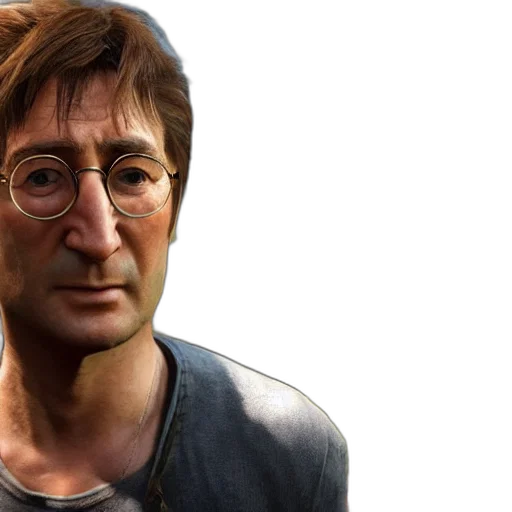 face, concept art, photorealistic, 3d render, fantasy art, screenshot, john, lennon transparent PNG cut-out