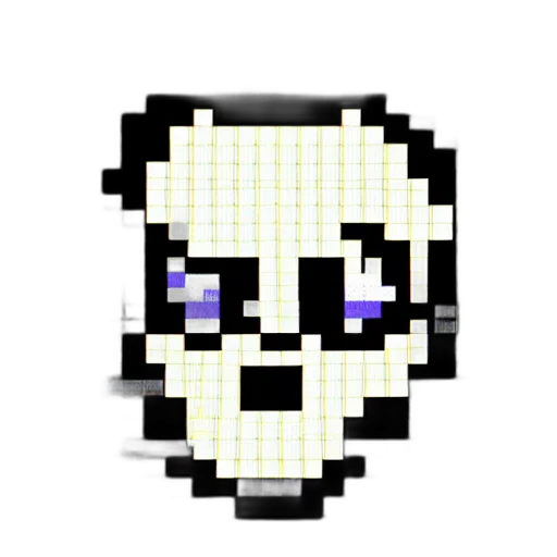 robot, mask, face, staff, pixel art, cyberpunk, vaporwave, cartoon transparent PNG cut-out