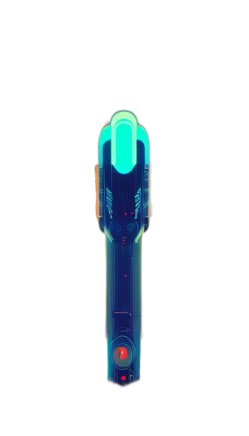 weapon, staff, robot, sword, 3d render, cyberpunk, concept art, vaporwave transparent PNG cut-out