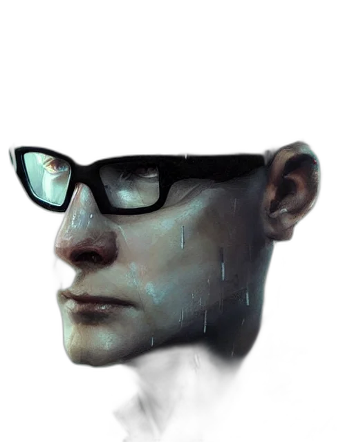 face, mask, robot, staff, photorealistic, concept art, 3d render, fantasy art transparent PNG cut-out