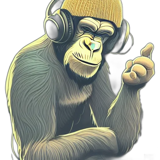 animal, staff, concept art, cartoon, photorealistic, comic book art, stoned, ape transparent PNG cut-out